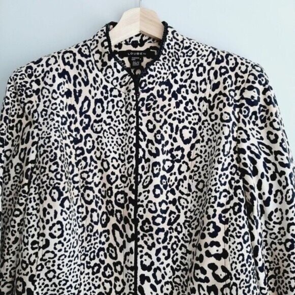 LOUBEN Leopard Print Full-zip Blazer Jacket Animal Pattern Sz 6 - Picture 3 of 11